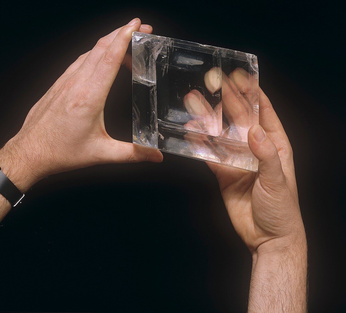 Double refraction in a calcite crystal