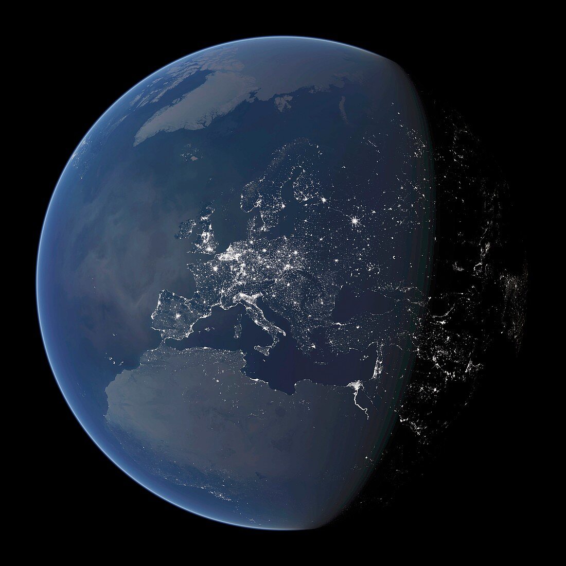 Europe and north Africa at night