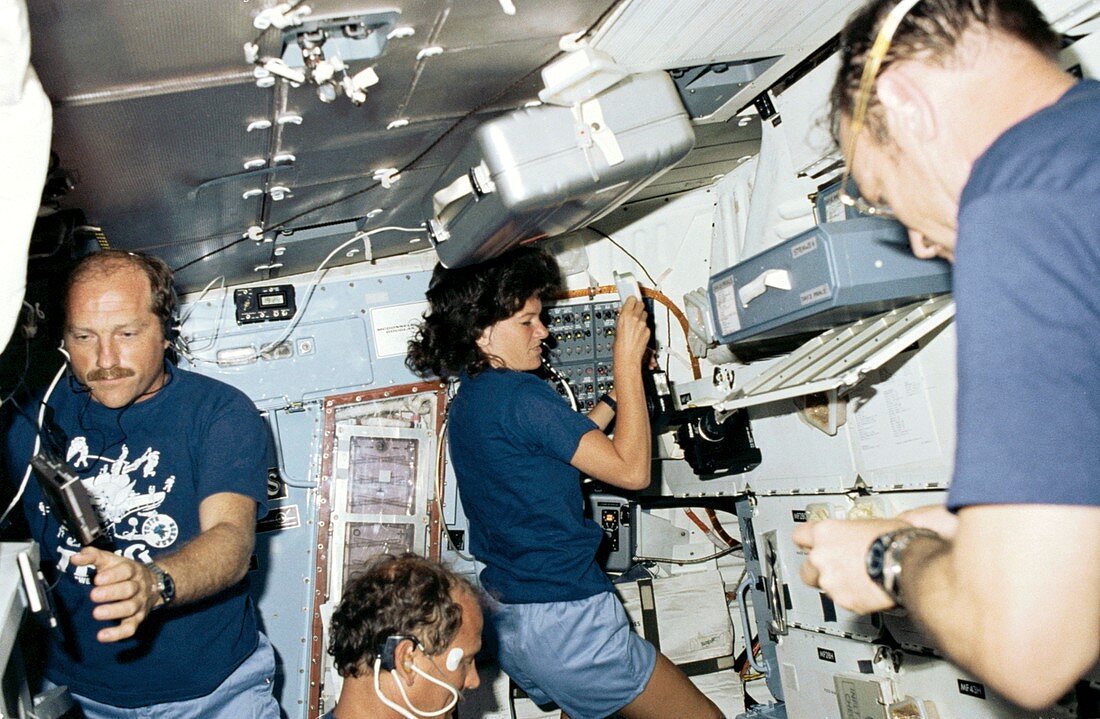 Preparing food on space shuttle