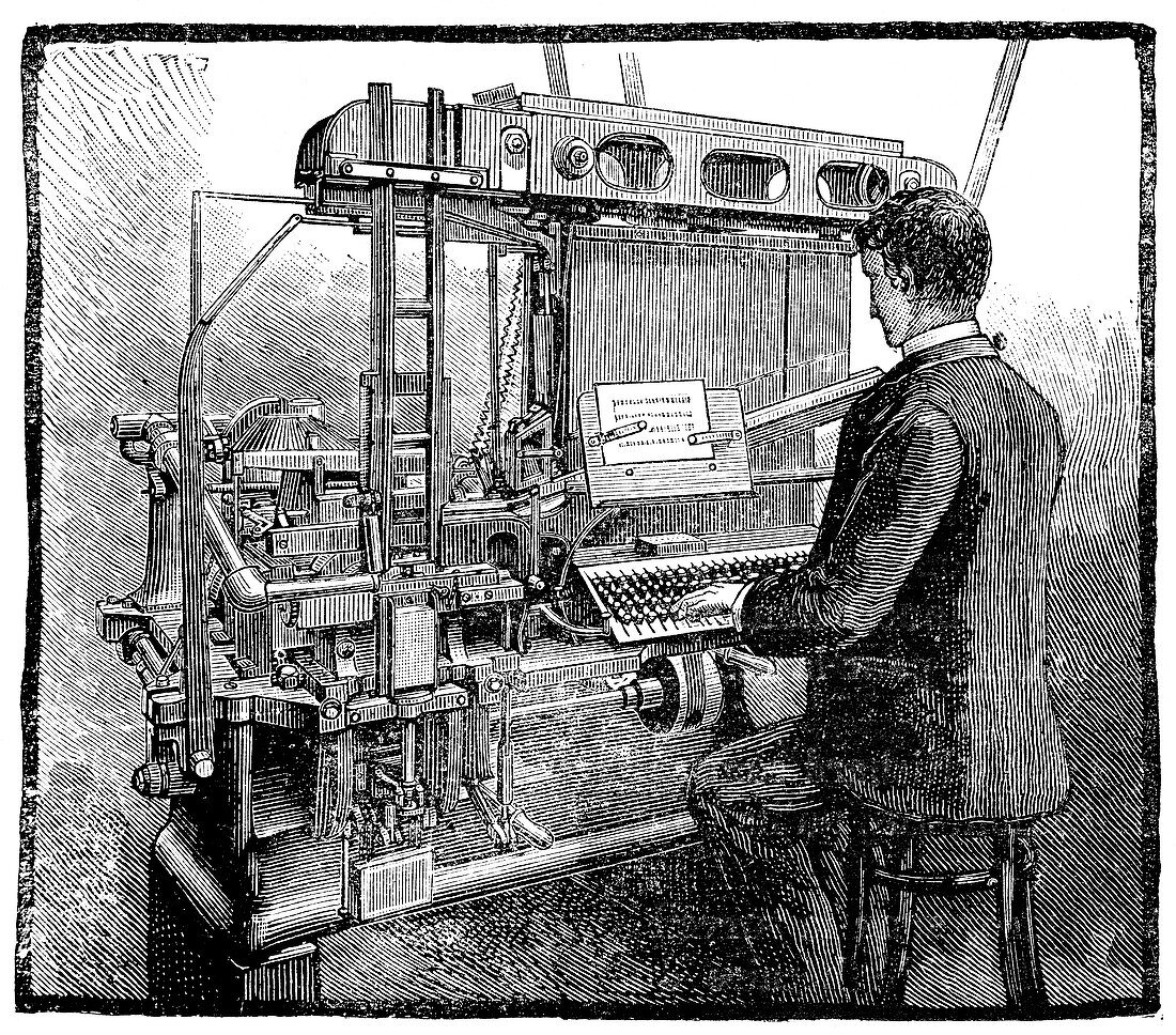 Linotype typesetting machine,1889