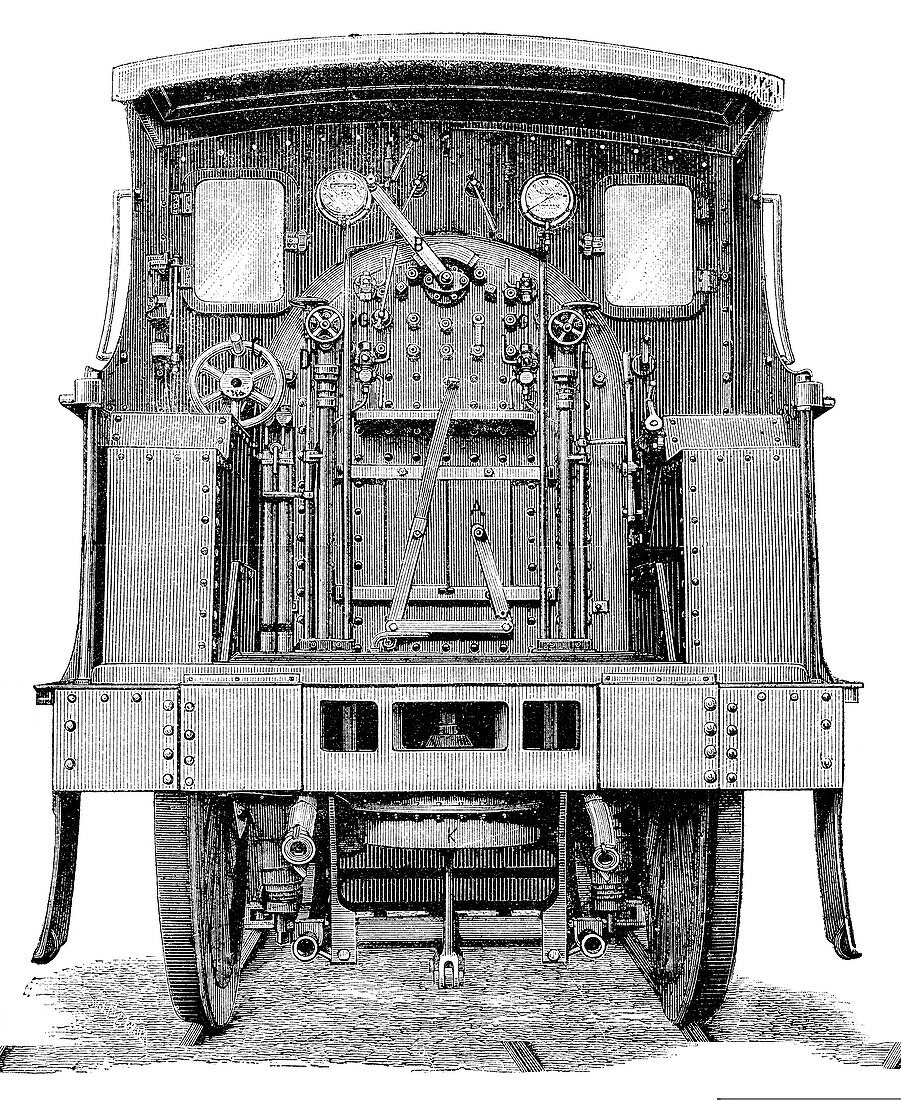 Steam locomotive cabin,1889