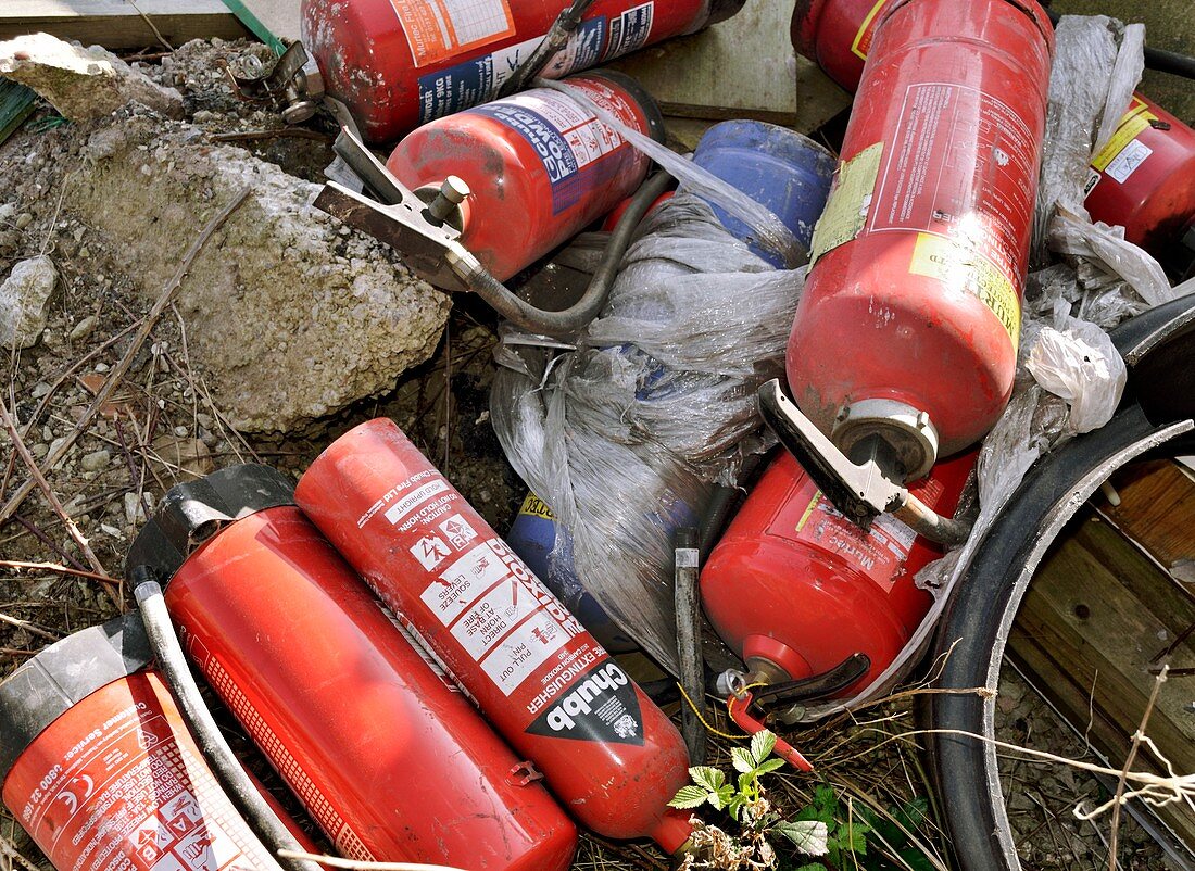 Dumped fire extinguishers