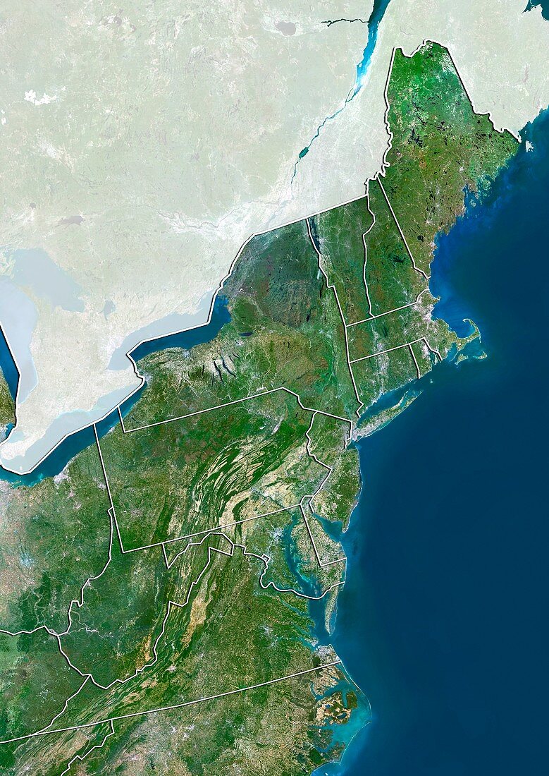 Northeastern USA,satellite image