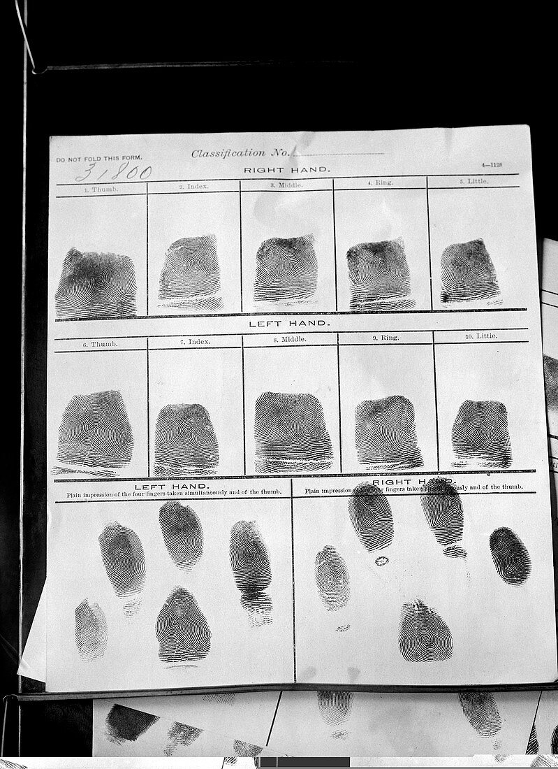 Fingerprints record,1912