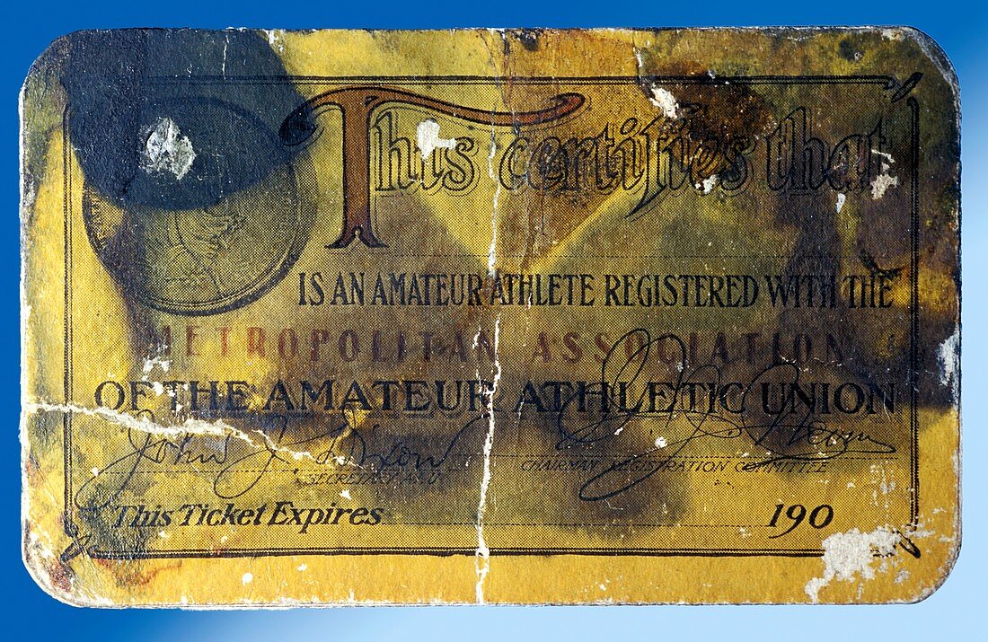 Athletic union card from the Titanic