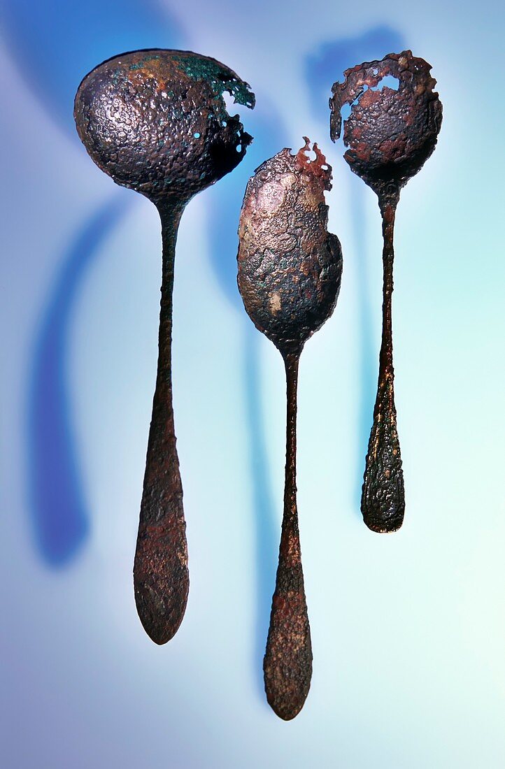 Corroded spoons from the Titanic