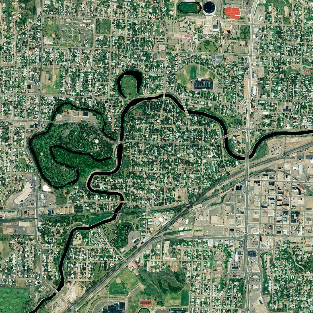 Minot,North Dakota,USA,satellite image