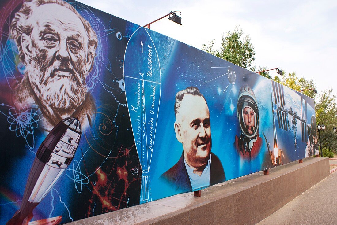 Mural at Baikonur space museum