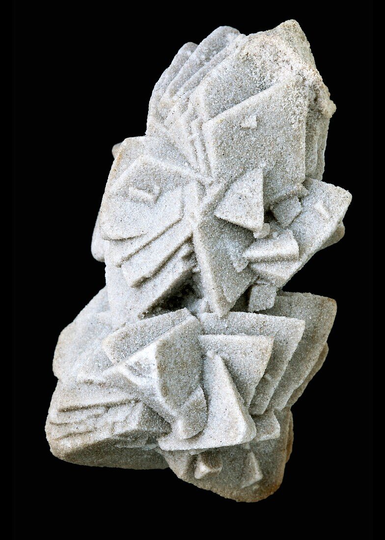 Quartz encrusted calcite crystals