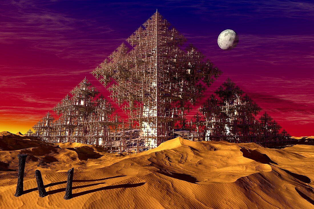 Desert pyramid fractal,artwork