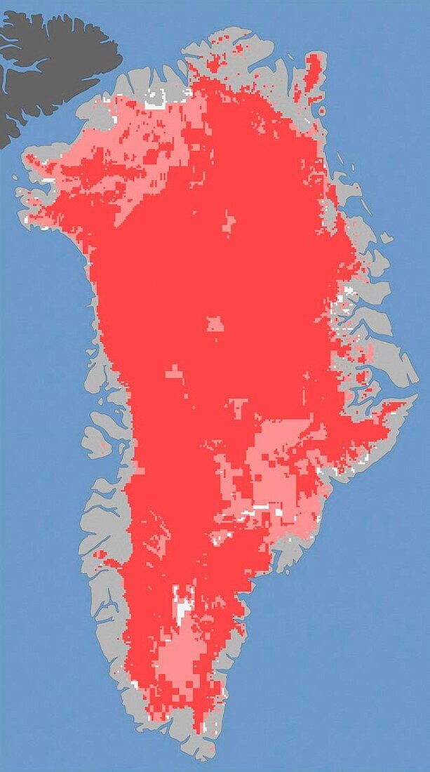 Greenland ice melt,2012,satellite image
