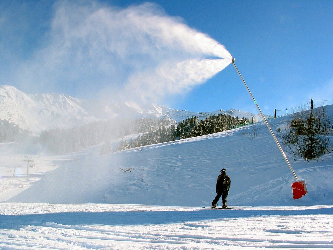 Snow cannon at a ski resort
