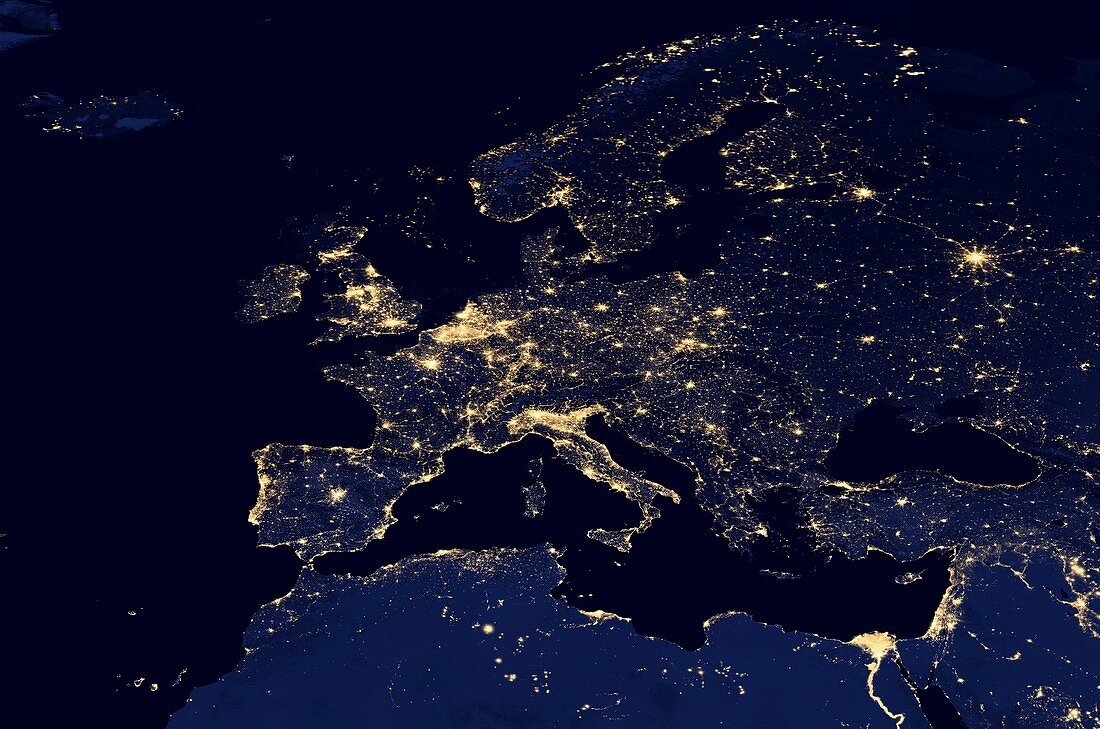 Europe at night,satellite image