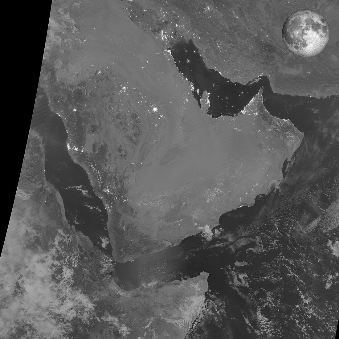 Persian Gulf at night,satellite image