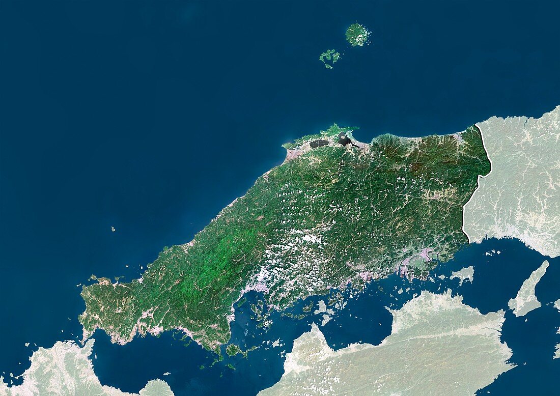 Chugoku,Japan,satellite image