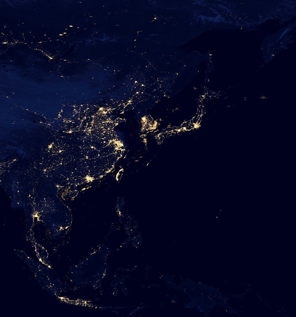 Asia at night,satellite image