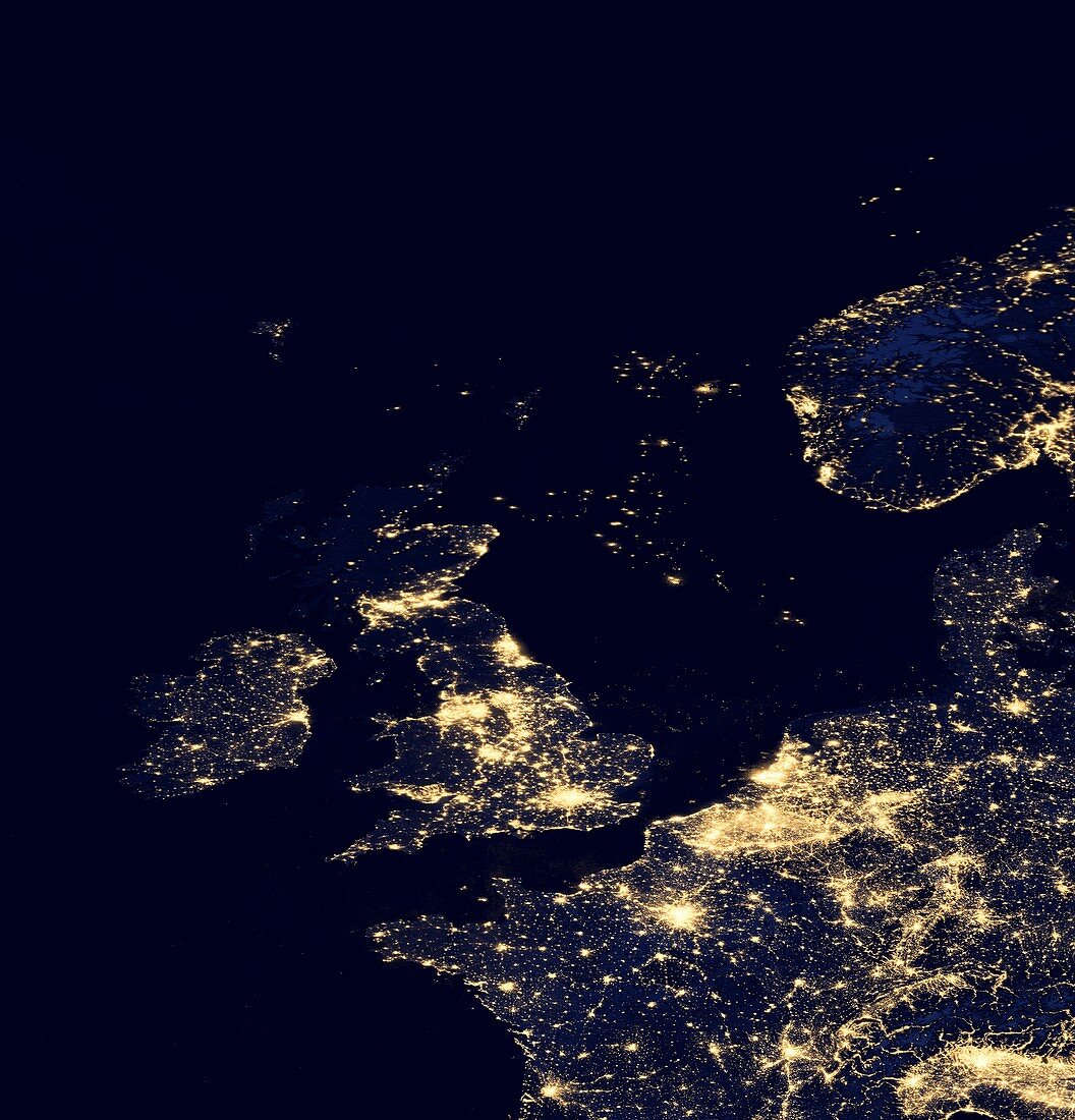 North Sea at night,satellite image