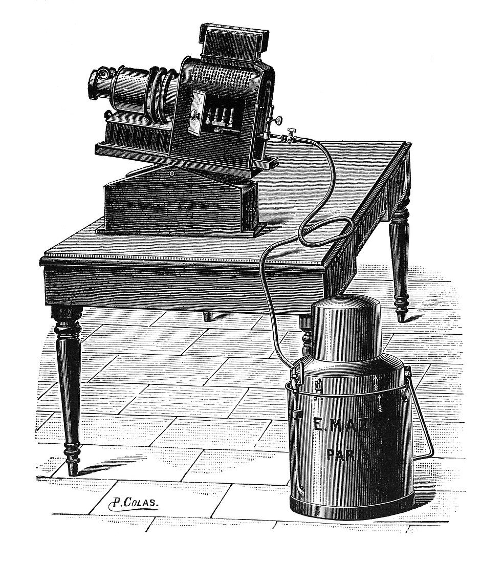 Acetylene-powered projector,1897