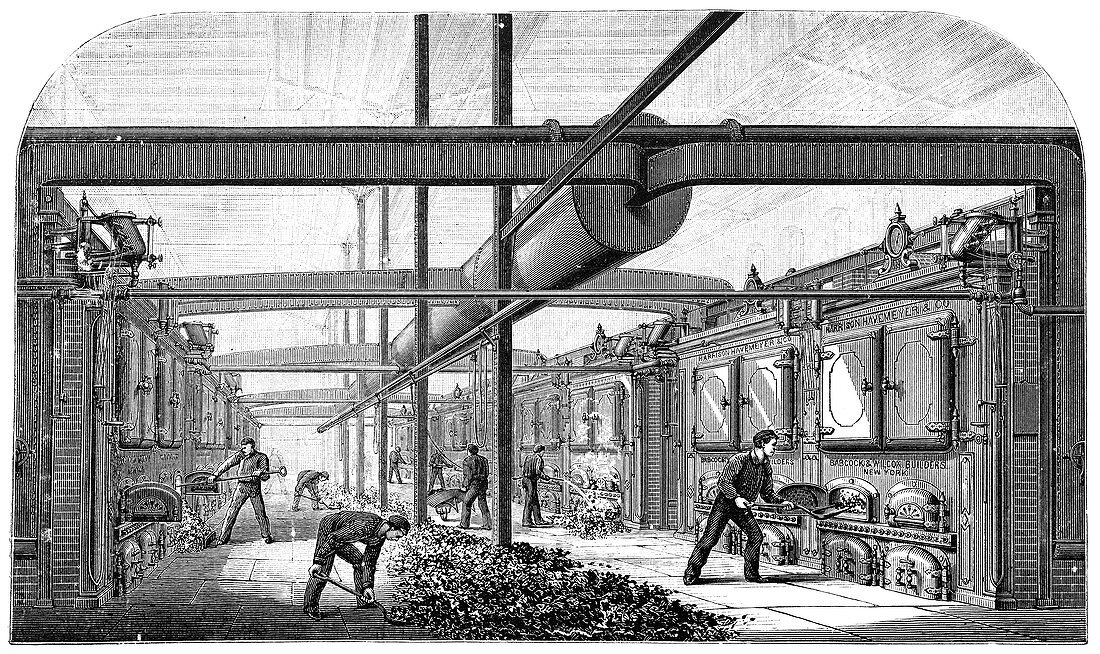 Industrial boiler room,1897