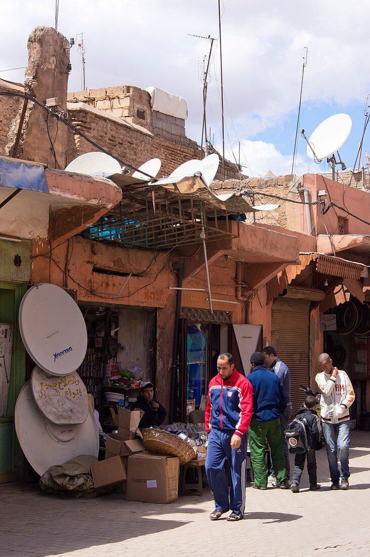 Satellite antenna shop in Marrakech
