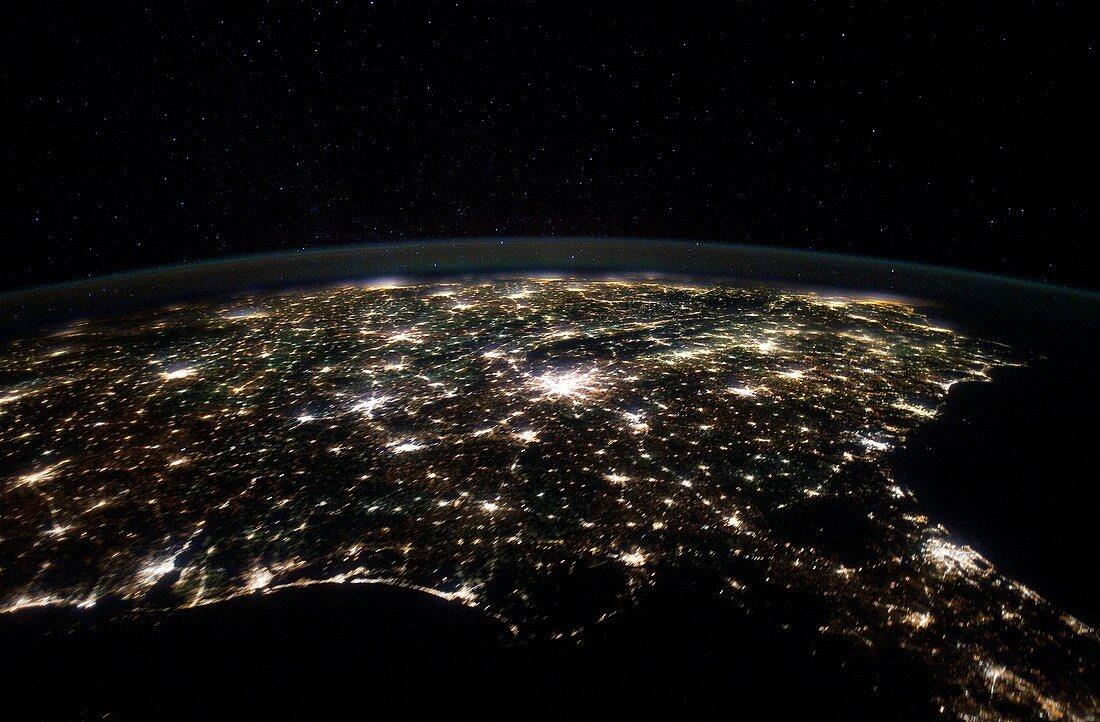 Southeastern USA at night,ISS image