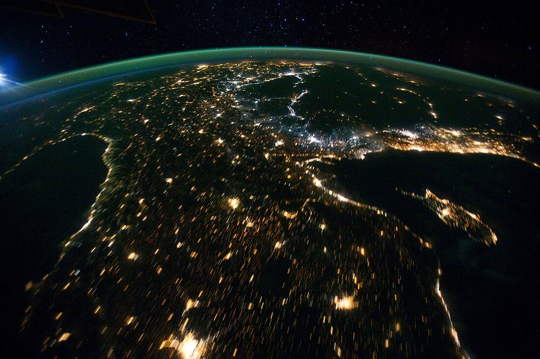 Europe and middle east at night,ISS
