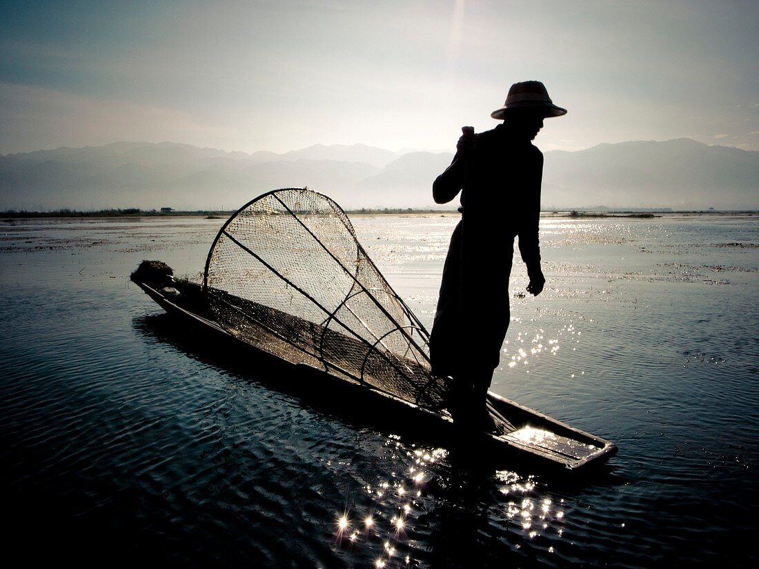 Traditional Burmese fishing boat