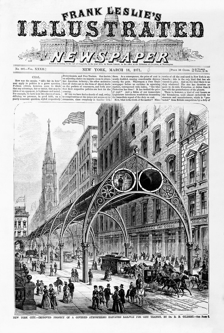 Proposed elevated railway,1871,artwork