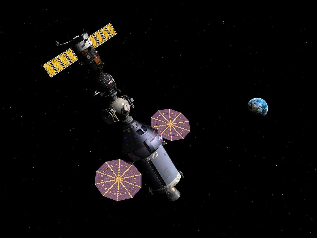 Soyuz and Orion spacecraft,artwork