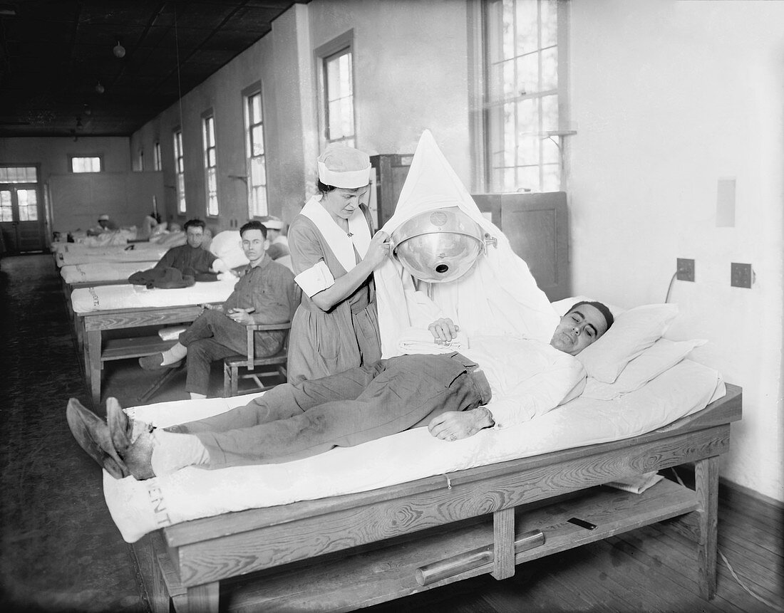 Hospital phototherapy session,1920s
