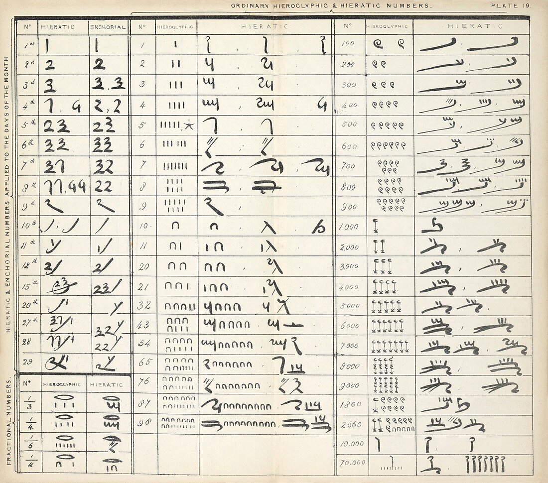 Ancient Egyptian numerals,19th century