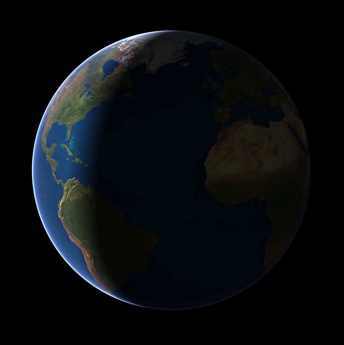 Dusk over the Americas,Earth globe