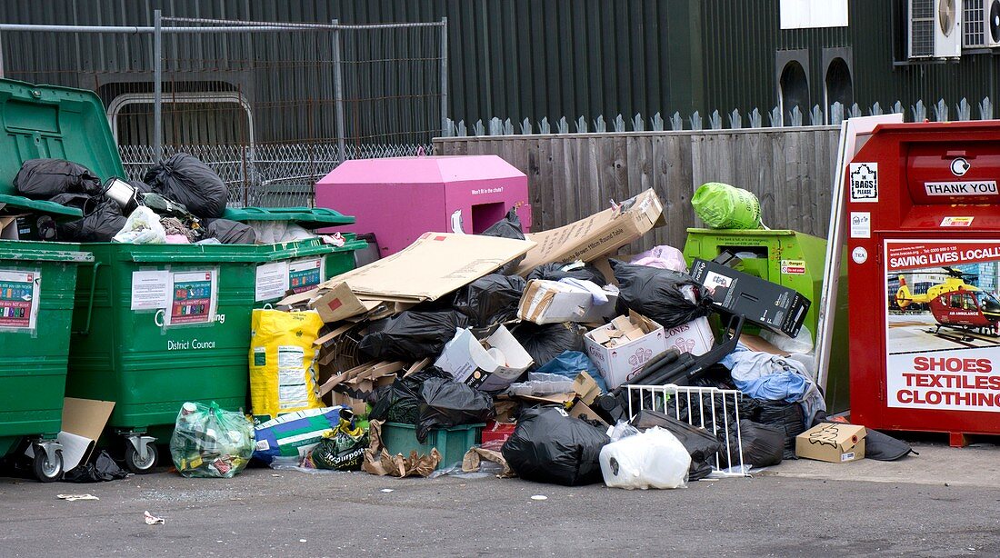 Overflowing Rubbish at a Recycling Centre