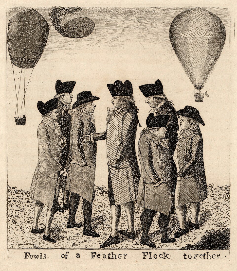 Balloonists cartoon,1785