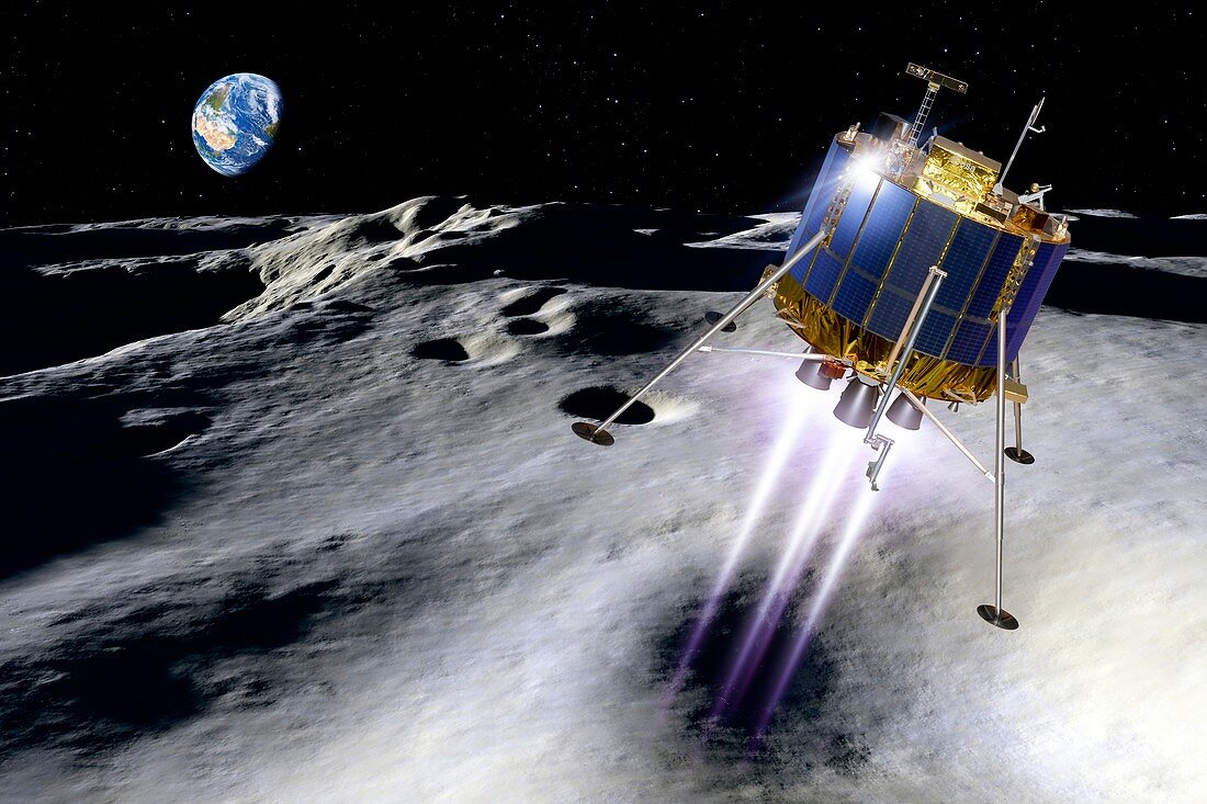 Lunar Lander landing on the Moon,artwork