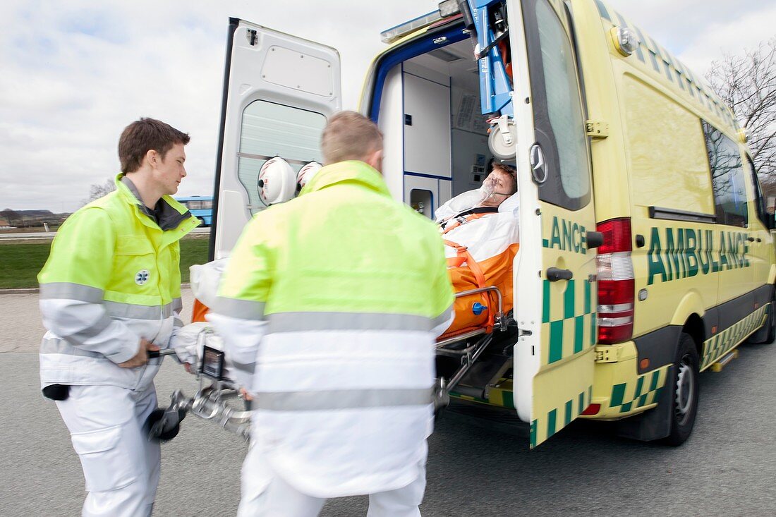 Cardiac patient in an ambulance
