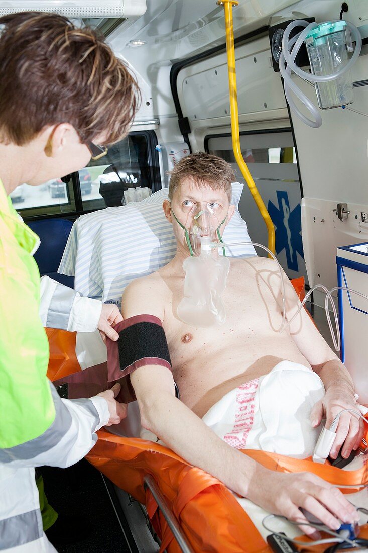 Cardiac patient in an ambulance
