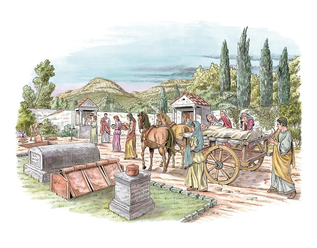 Roman funeral procession,artwork