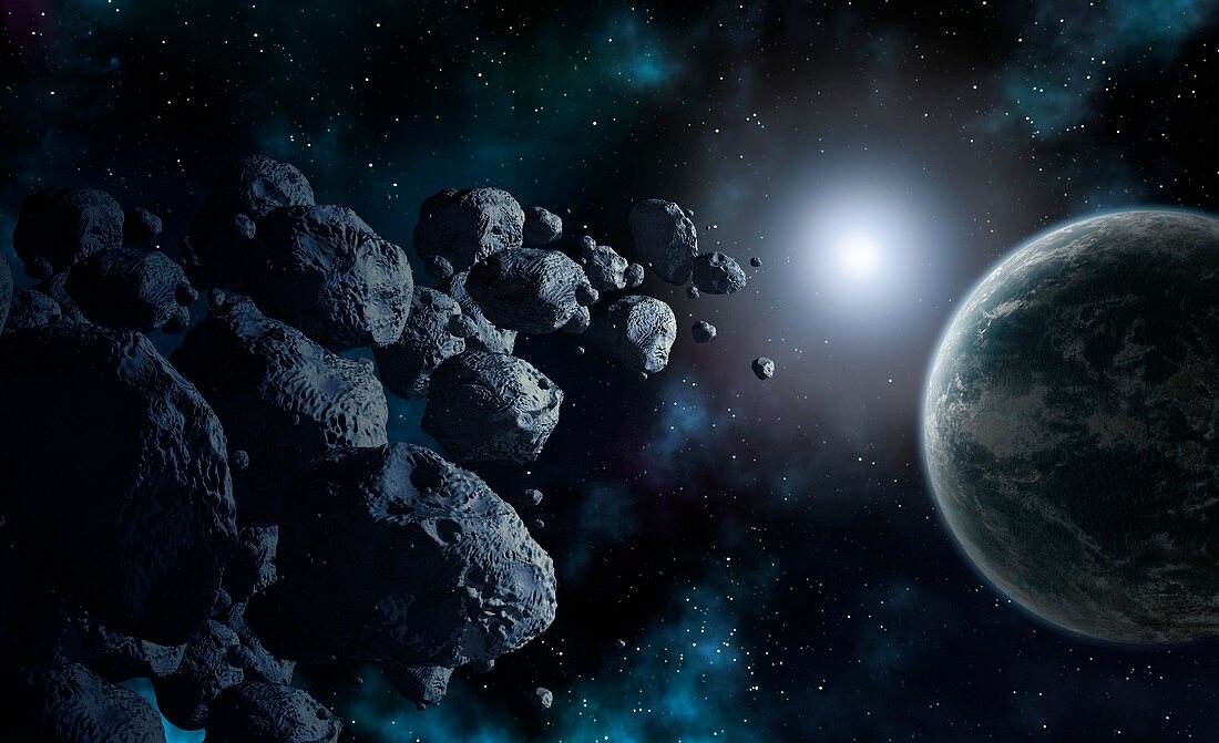 Meteorites approaching Earth,artwork