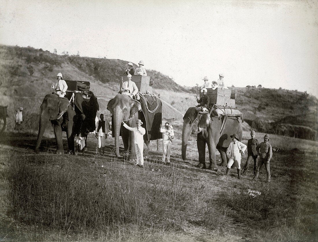 Riding elephants in India,1890s
