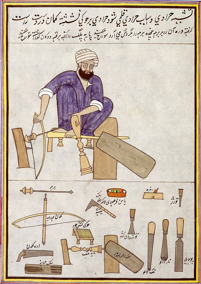 Woodturning craftsman in India,1850s
