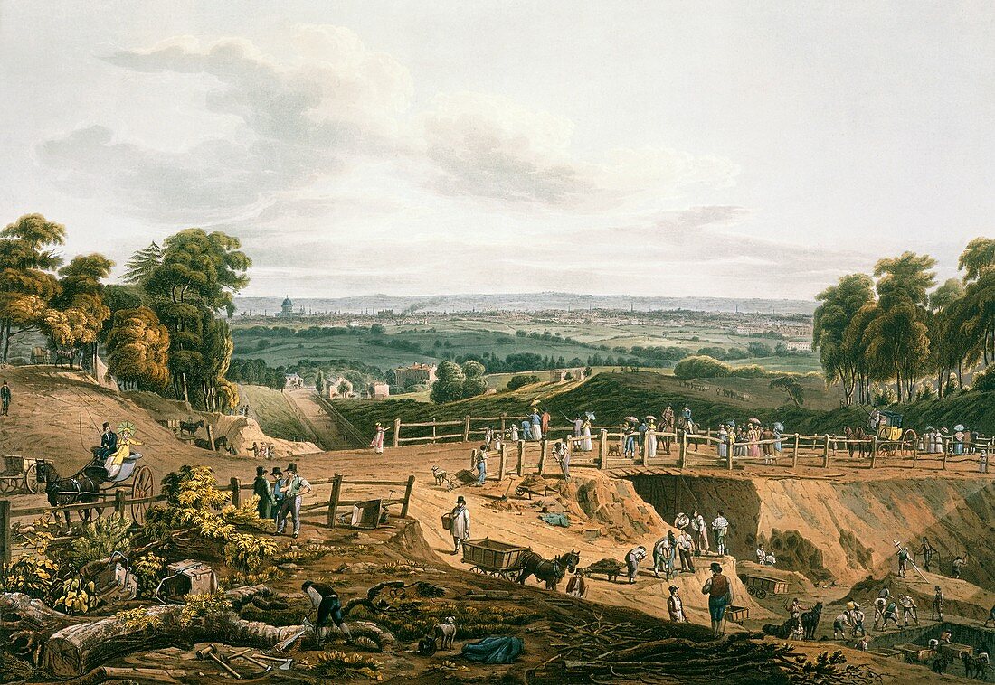 Highgate Archway excavations,1812