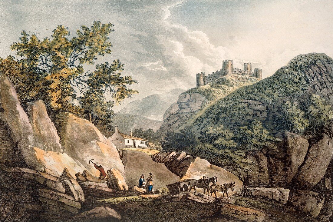 Slate quarries,Harlech Castle,1798