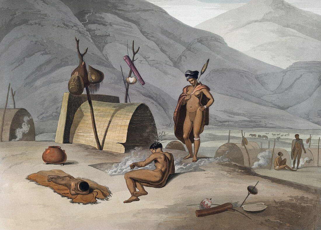 Bushman camp,southern Africa,1800s