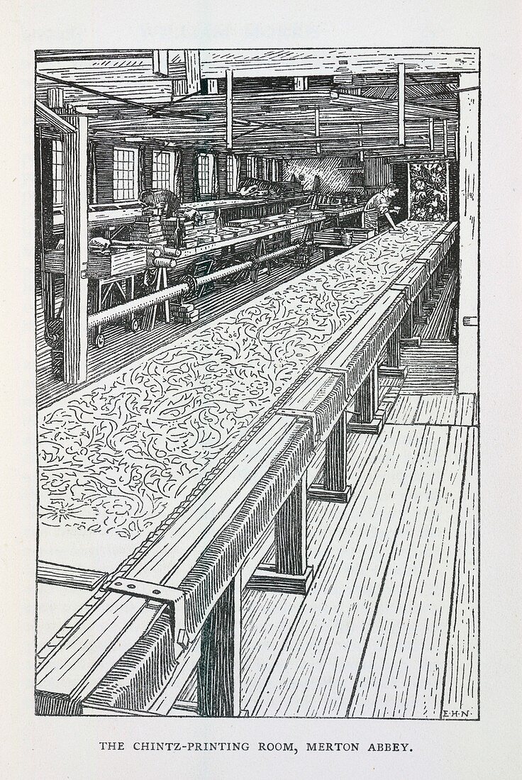 Chintz printing room,19th century
