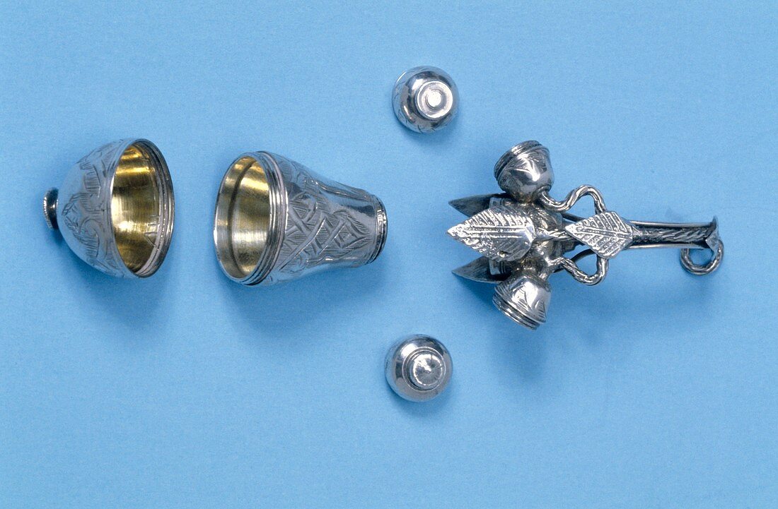 Silver pomander,late 19th century