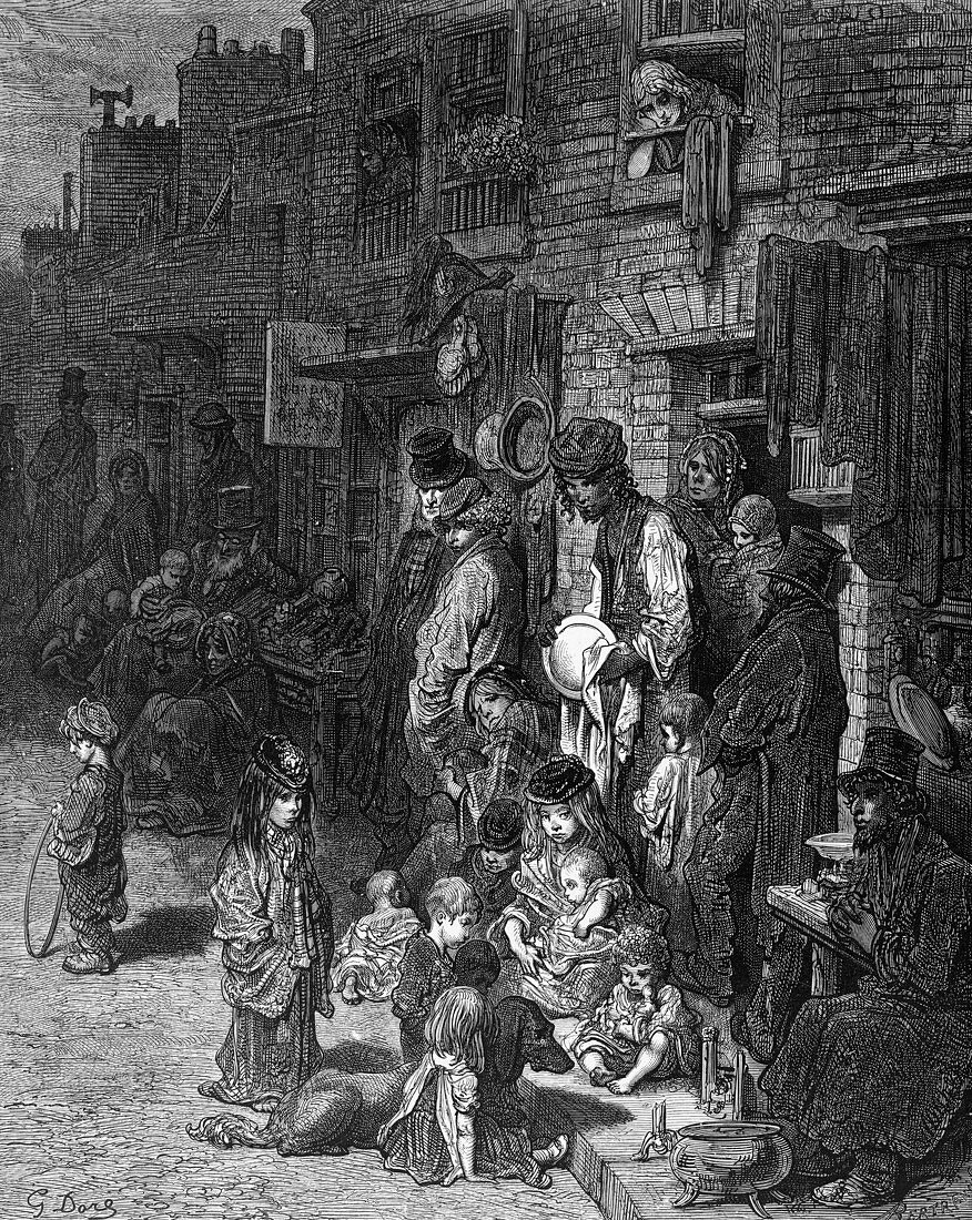 The poor of London,19th century artwork