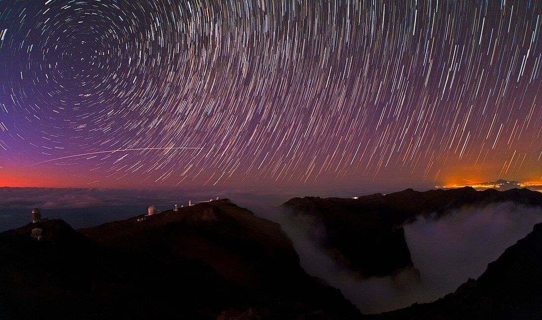 Star trails over La Palma observatory