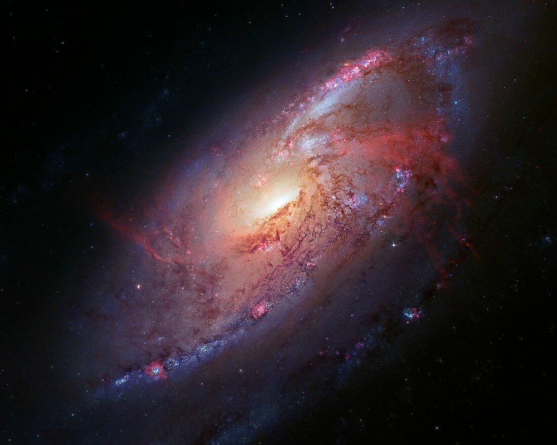 Spiral galaxy M106,Hubble image