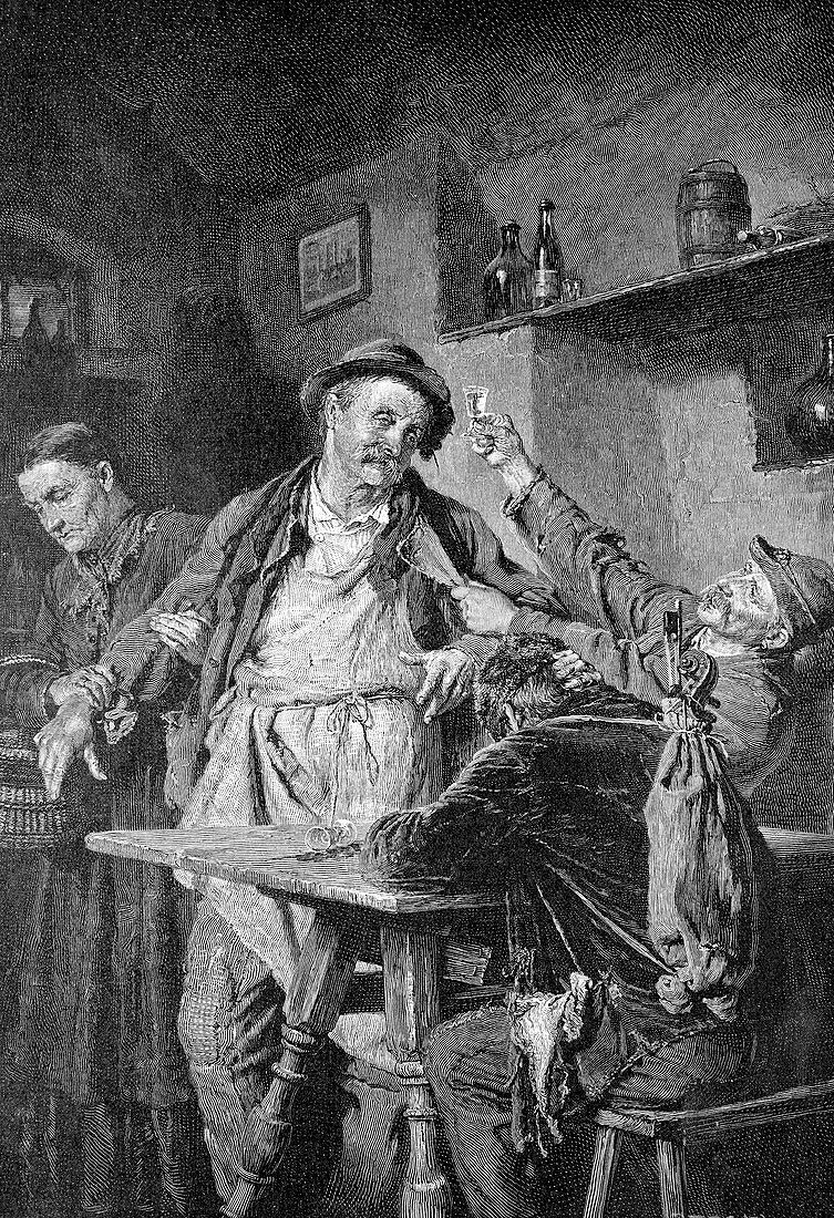 Tavern drinking scene,1880s